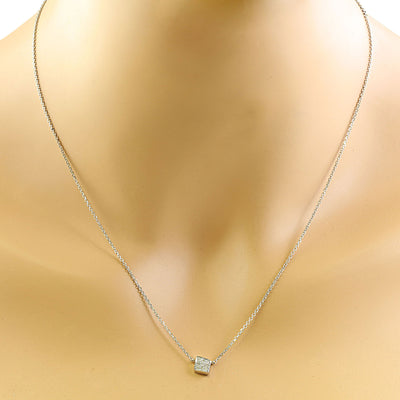 0.10 Carat 14K White Gold Diamond Necklace - Fashion Strada