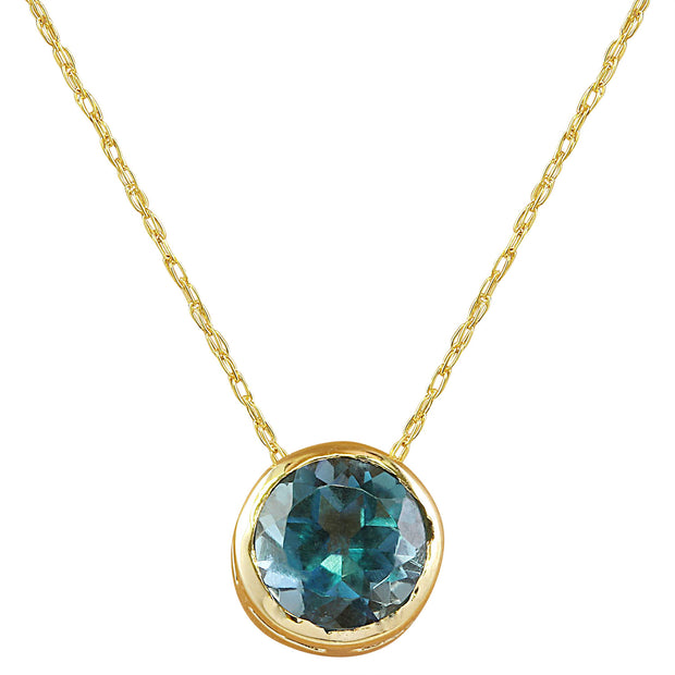 1.50 Carat London Blue Topaz 14K Yellow Gold Necklace - Fashion Strada