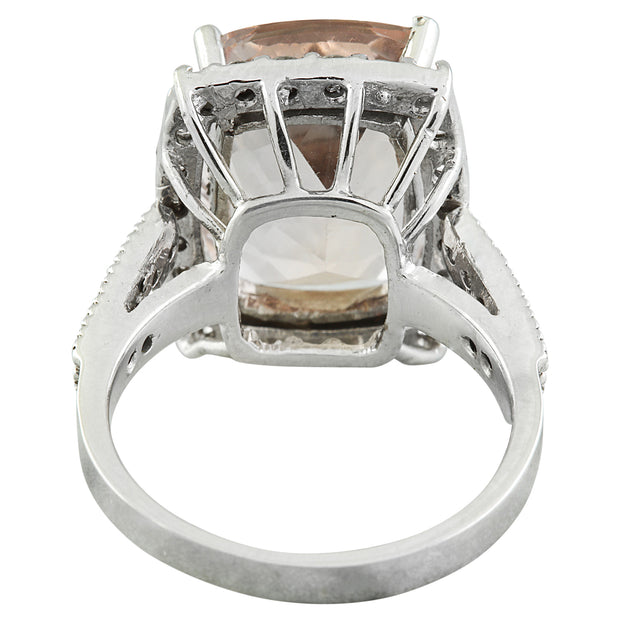 7.10 Carat Morganite 14K White Gold Diamond Ring - Fashion Strada