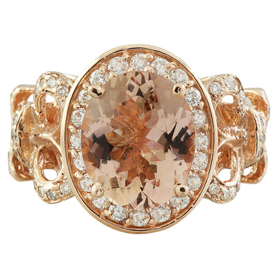 4.50 Carat Morganite 14 K Rose Gold Diamond Ring - Fashion Strada