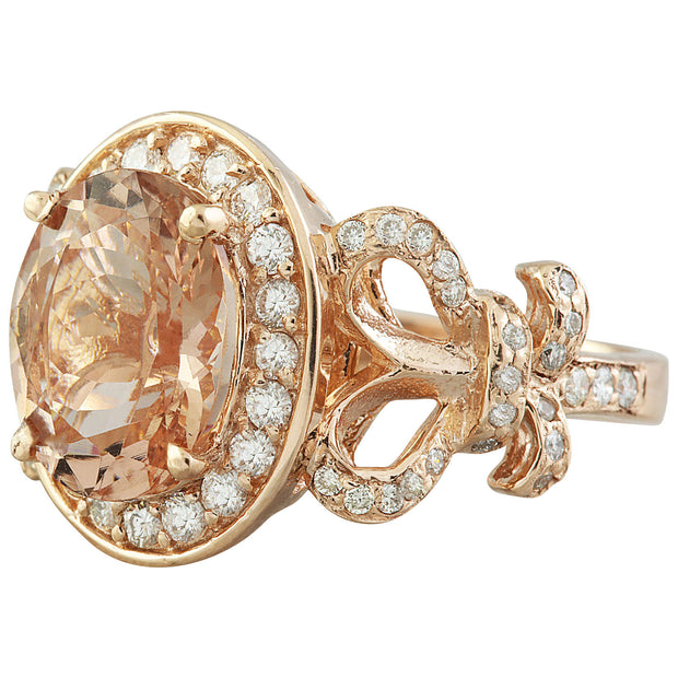 4.50 Carat Morganite 14 K Rose Gold Diamond Ring - Fashion Strada
