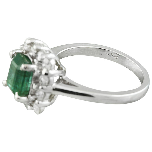 2.60 Carat Emerald 14K White Gold Diamond Ring - Fashion Strada