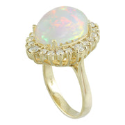 6.55 Carat Opal 14K yellow Gold Diamond Ring - Fashion Strada