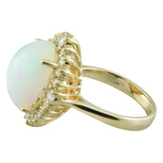 6.55 Carat Opal 14K yellow Gold Diamond Ring - Fashion Strada