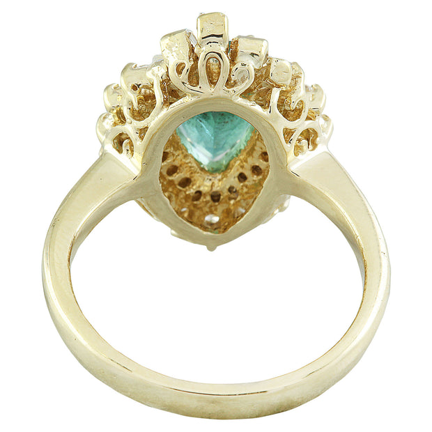 2.60 Carat Emerald 14K Yellow Gold Diamond Ring - Fashion Strada