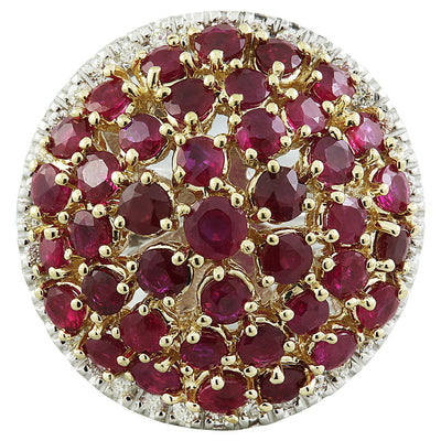 6.20 Carat Ruby 14K Two Tone Gold Diamond Ring - Fashion Strada