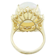 11.90 Carat Opal 14K Yellow Gold Diamond Ring - Fashion Strada