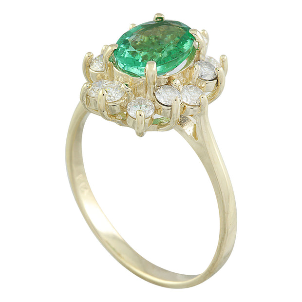 1.76 Carat Emerald 14K Yellow Gold Diamond Ring - Fashion Strada
