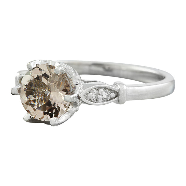 1.45 Carat Morganite 14K White Gold Diamond Ring - Fashion Strada