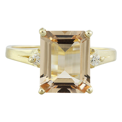 2.26 Carat Morganite 14K Yellow Gold Diamond Ring - Fashion Strada