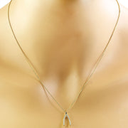 0.11 Carat Diamond 14K Yellow Gold Wishbone Necklace - Fashion Strada