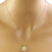 0.70 Carat Diamond 14K White Gold Flower Pendant Necklace - Fashion Strada