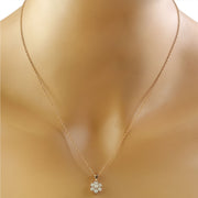0.70 Carat Diamond 14K Rose Gold Flower Pendant Necklace - Fashion Strada