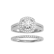 1.10 Carat Diamond 14K White Gold Engagement Ring and Wedding Band - Fashion Strada