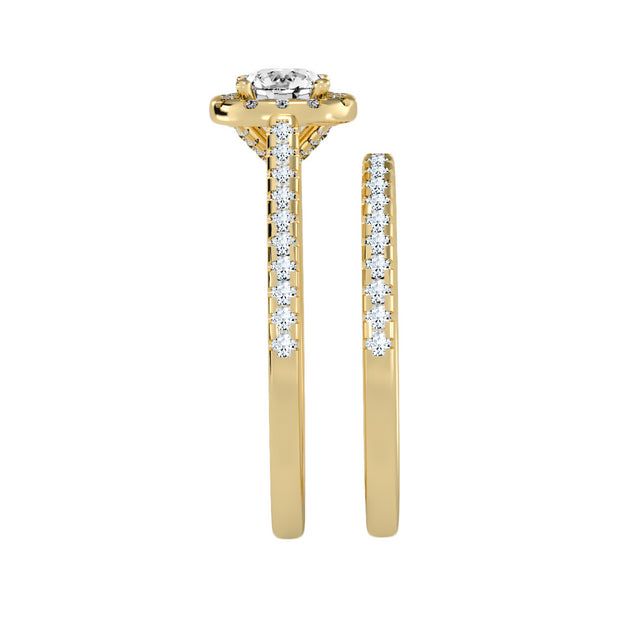 1.14 Carat Diamond 14K Yellow Gold Engagement Ring and Wedding Band - Fashion Strada