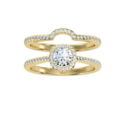 0.89 Carat Diamond 14K Yellow Gold Engagement Ring and Wedding Band - Fashion Strada