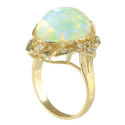 8.87 Carat Natural Opal 14K Yellow Gold Diamond Ring - Fashion Strada