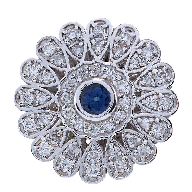 1.70 Carat Natural Sapphire 14K White Gold Diamond Ring - Fashion Strada