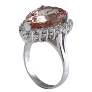 9.32 Carat Natural Morganite 14K White Gold Diamond Ring - Fashion Strada
