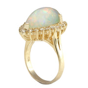 5.98 Carat Natural Opal 14K Yellow Gold Diamond Ring - Fashion Strada