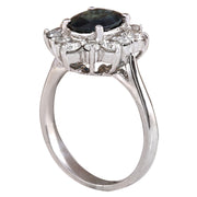 2.76 Carat Natural Sapphire 14K White Gold Diamond Ring - Fashion Strada