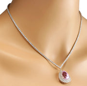 18.27 Carat Natural Kunzite 14K White Gold Diamond Necklace - Fashion Strada