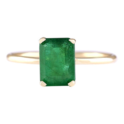 1.40 Carat Natural Emerald 14K Yellow Gold Ring - Fashion Strada