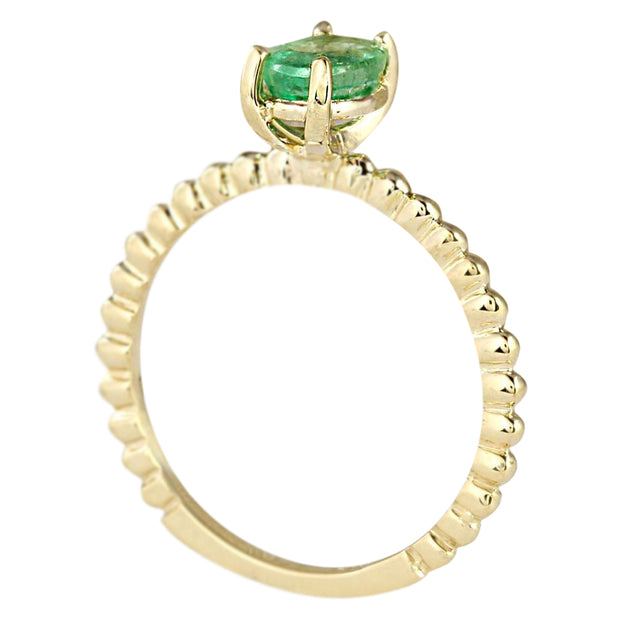 0.80 Carat Natural Emerald 14K Yellow Gold Ring - Fashion Strada