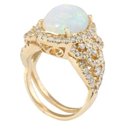 4.86 Carat Natural Opal 14K Yellow Gold Diamond Ring - Fashion Strada