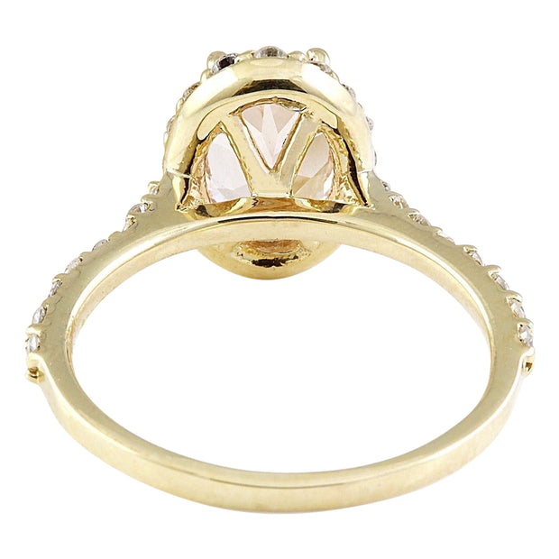 2.28 Carat Natural Morganite 14K Solid Yellow Gold Diamond Ring - Fashion Strada
