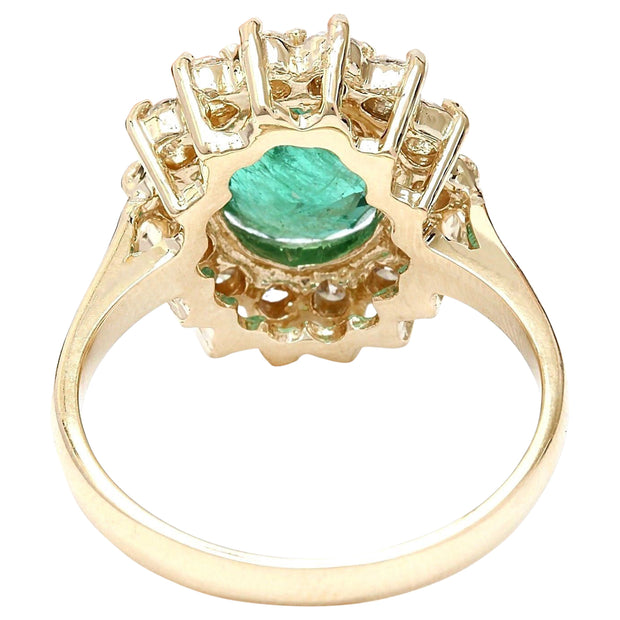2.83 Carat Natural Emerald 14K Solid Yellow Gold Diamond Ring - Fashion Strada