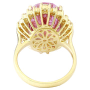 14.90 Carat Natural Kunzite 14K Solid Yellow Gold Diamond Ring - Fashion Strada