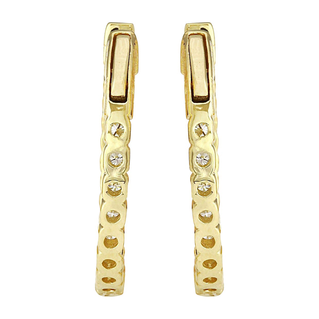 0.90 Carat Natural Diamond 14K Solid Yellow Gold Earrings - Fashion Strada
