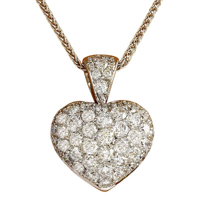 3.00 Carat Natural Diamond 14K Solid White Gold Pendant Necklace