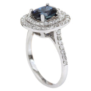 3.48 Carat Natural Sapphire 14K Solid White Gold Diamond Ring - Fashion Strada