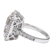 9.04 Carat Natural Kunzite 14K Solid White Gold Diamond Ring - Fashion Strada