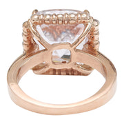 11.87 Carat Natural Kunzite 14K Solid Rose Gold Diamond Ring - Fashion Strada