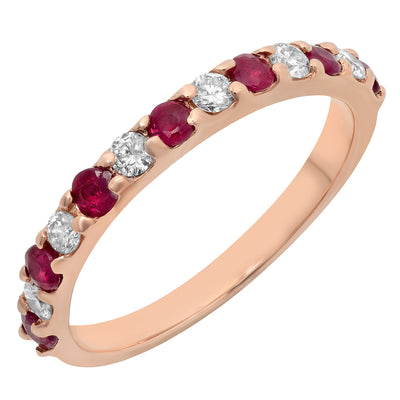 Ladies 0.65 CTW Ruby and Diamond 14K Rose Gold Ring
