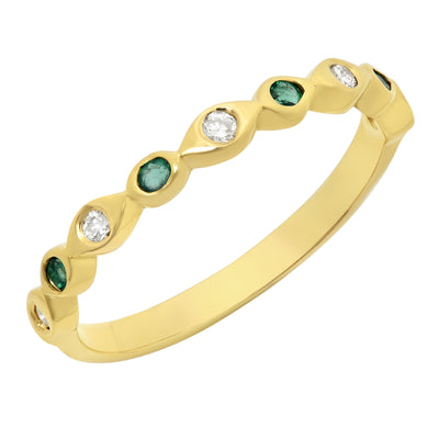 Ladies 0.3 CTW Emeral and Diamond 14K Yellow Gold Ring