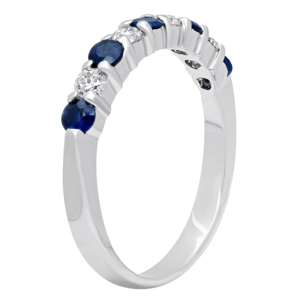Ladies 0.7 CTW Sapphire and Diamond 14K White Gold Ring - Fashion Strada