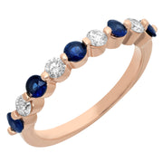 Ladies 0.8 CTW Sapphire and Diamond 14K Rose Gold Ring - Fashion Strada