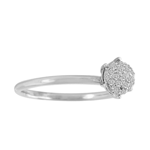 Ladies 0.19CTW Diamond 14KWhite Gold Ring - Fashion Strada