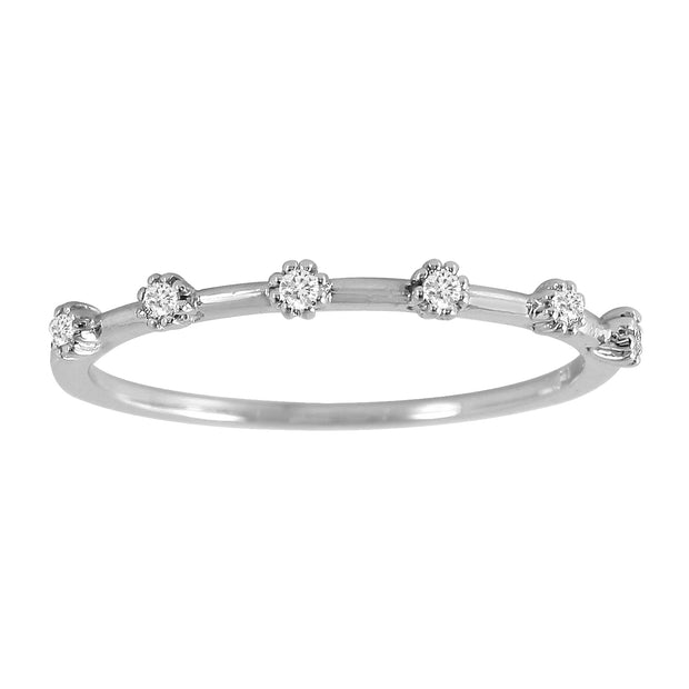 Ladies 0.09CTW Diamond 14KWhite Gold Ring - Fashion Strada
