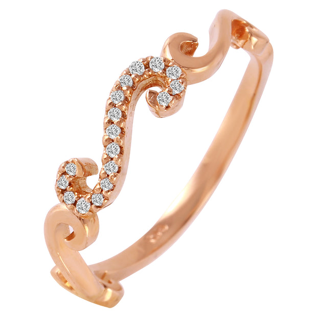 Ladies 0.06CTW Diamond 14KRose Gold Ring - Fashion Strada