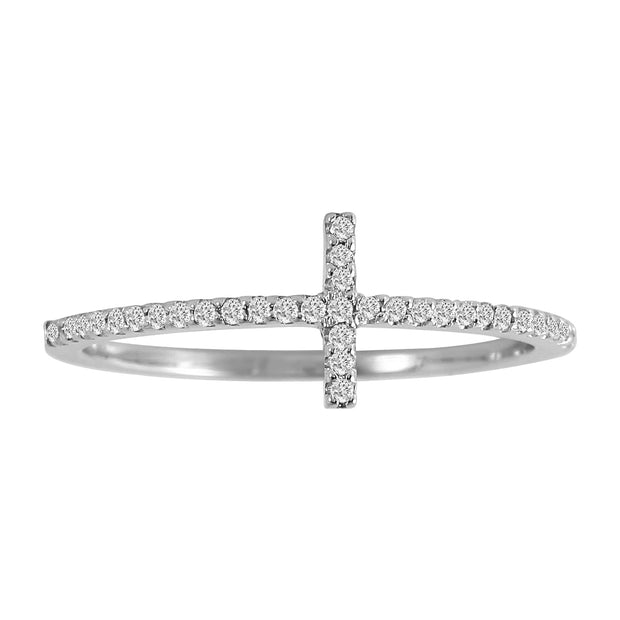 Ladies 0.14CTW Diamond 14K White Gold Ring - Fashion Strada