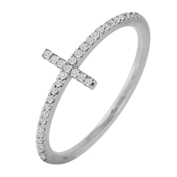 Ladies 0.14CTW Diamond 14K White Gold Ring - Fashion Strada