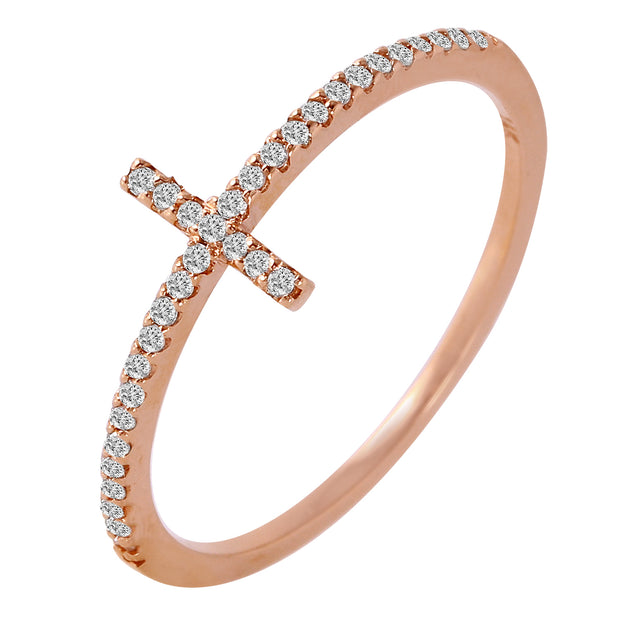 Ladies 0.14CTW Diamond 14K Rose Gold Ring - Fashion Strada