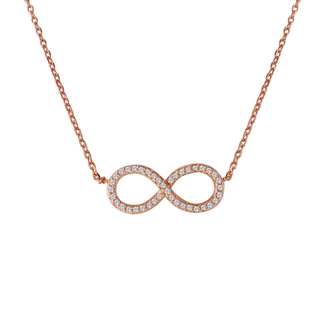 Ladies 0.18CTW Diamond 14K Rose Gold Necklace - Fashion Strada