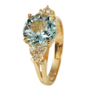 Ladies 2.17CTW Aquamarine And Diamond 14K Yellow Gold Ring - Fashion Strada