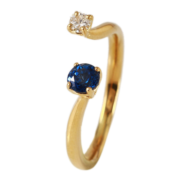Ladies 0.46CTW Sapphire And Diamond 14K Yellow Gold Ring - Fashion Strada